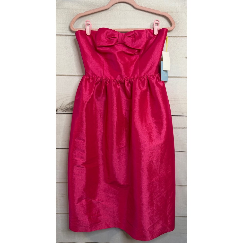 CeCe by Cynthia Steffe Strapless Bow‎ Fit & Flare Dress Pink Glo 4 NWT 73559061